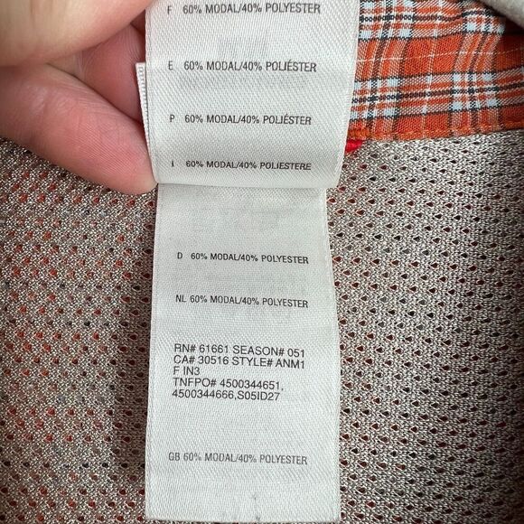 North Face Mens Short Sleeve Button Up Shirt Size M Orange Plaid Hiking Gorpcore - Picture 5 of 9